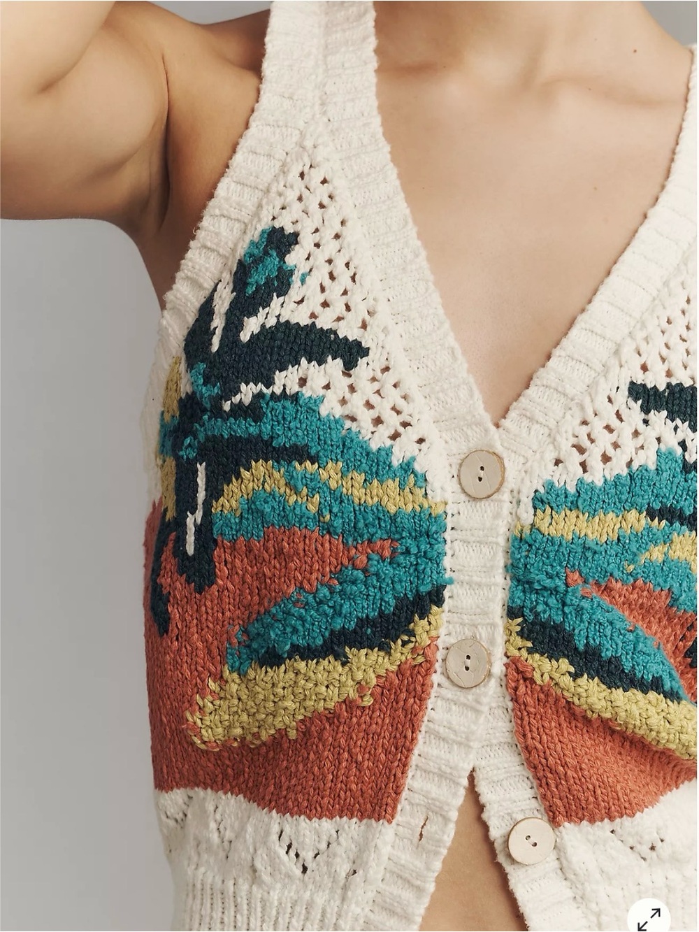 Anthropologie Pilcro V-Neck Open-Knit Sweater Vest NWT - Picture 3 of 8